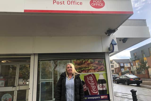 Care worker Alison Lewis visits the Post Office on behalf of her elderly clients