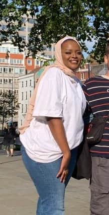 Xahra Saleem - pictured next to the plinth where the Colston Statue stood. She now faces two charges of fraud