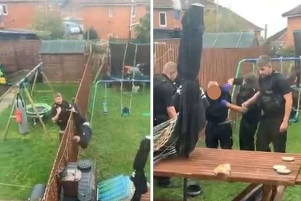 A man was arrested by police in a back garden in south Bristol
