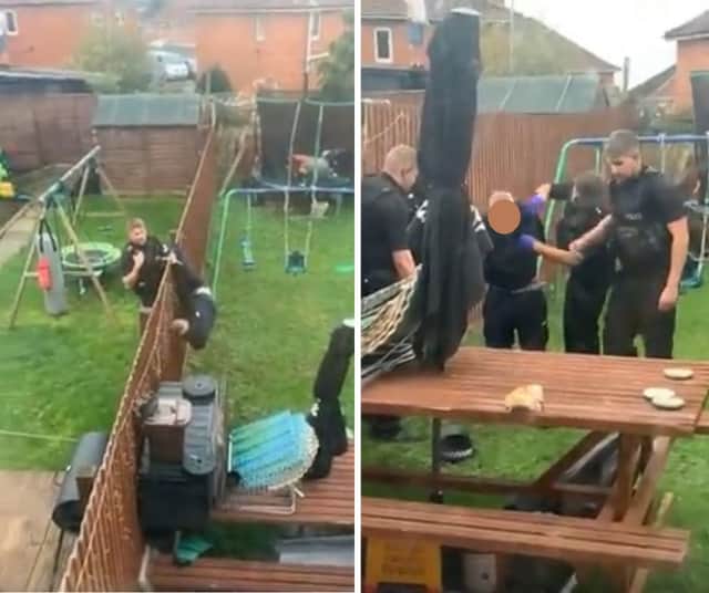 A man was arrested by police in a back garden in south Bristol