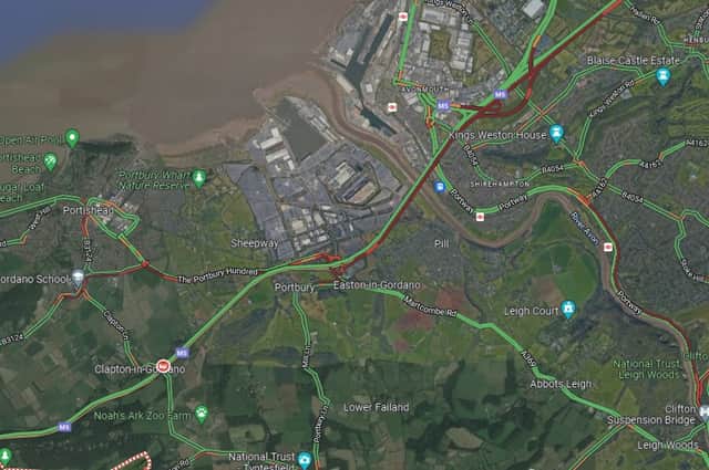 Queues can be seen on the M5, A370 and Portway leading into Bristol