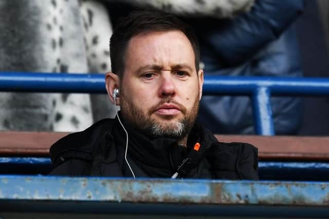 Former Rangers first-team coach Michael Beale watches on from the stands at Ibrox (Image: SNS Group)