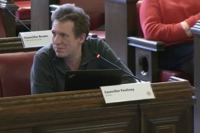 Green Cllr Guy Poultney at Bristol City Council development control committee on Wednesday, December 7