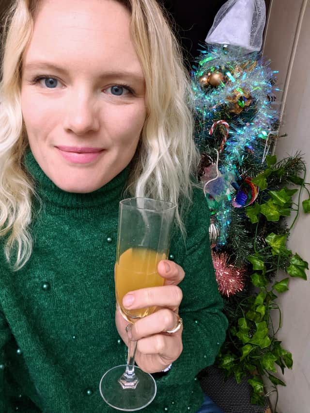Pictured is Jo Weston. The mum has shared a £1 life-hack to help parents overcome stress in time for Christmas- baby food cocktails. 