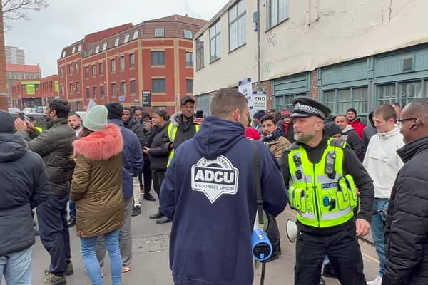 Uber drivers in Bristol held a demonstration outside the company’s HQ to protest pay and other issues.