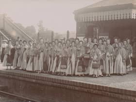 Ashley Down Railway Station would be on the site of Ashley Hill Railway Station, pictured here with children from the Ashley Down Orphan Homes in the 1900s