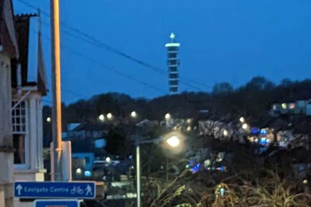 The BT Tower at Purdown was lit up this Christmas (Photo: Toby Morse)