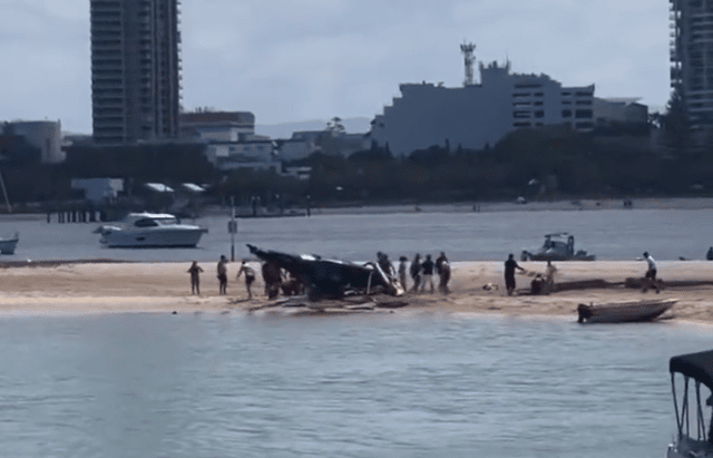 Four people died after two helicopters crashed near the Sea World theme park on Australia’s Gold Coast.