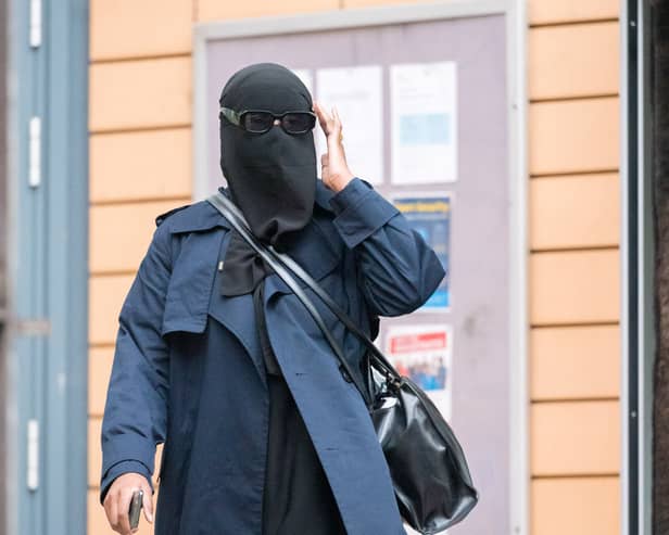 Xahra Saleem leaves Bristol Magistrates Court after facing two charges of fraud. 