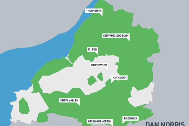 In green, the areas where the WEST link minibus will operate