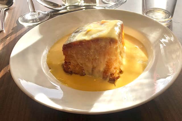 The steamed stem ginger pudding and custard is one of the ‘old school’ desserts on offer