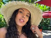 Love Island host Maya Jama was spotted wearing the sparkler after her ex-fiancé, Ben Simmons, popped the question in December 2021. (Photo Credit: Instagram/@mayajama)