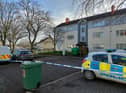 <p>Police have cordoned off the front of the property in Gatcombe Road in Hartcliffe</p>