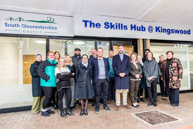 Cllrs Savage, Williams and Burton with members of South Gloucestershire Council’s Community Learning & Skills team outside the new Skills Hub
