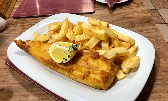 The cod and chips served at Papa’s in Weston-super-Mare
