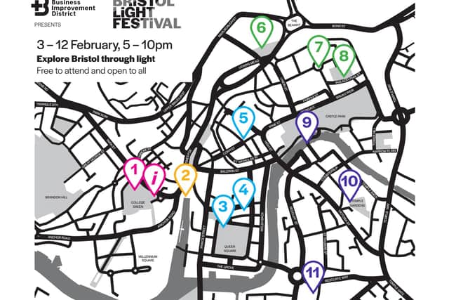 The map for this year’s Bristol Light Festival
