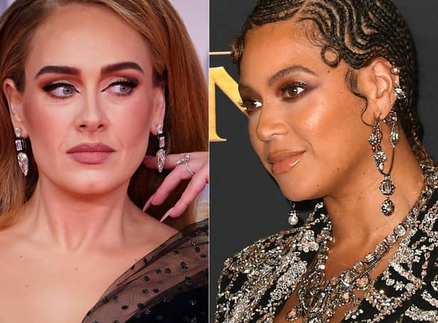 <p>Beyonce (right) leads this year’s pack of Grammy nominees with nine chances at gold, ahead of rapper Kendrick Lamar coming in at eight, and balladeers Adele (left) and Brandi Carlile scoring seven each. </p>