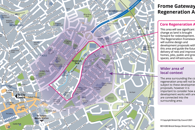 Map showing the area earmarked for regeneration