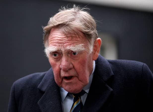 Sir Bernard Ingham arrives in Downing Street to attend a party to celebrate the 85th birthday of Baroness Thatcher on October 14, 2010  (Photo by Oli Scarff/Getty Images)