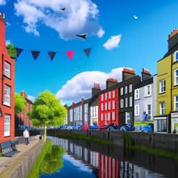 AI generated art depicting Bristol if Banksy was allowed to design its city centre.