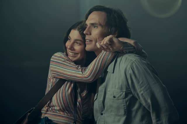 Camila Morone as Camila Dunne and Sam Claflin as Billy Dunne in Daisy Jones & The Six (Credit: Lacey Terrell/Prime Video)