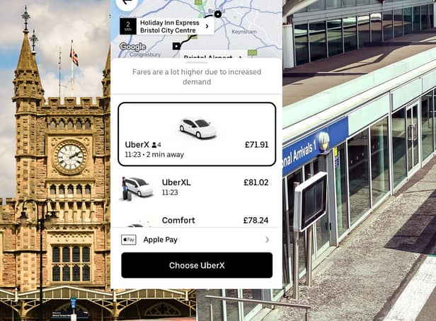 Uber charge £71.91 to get to Bristol Airport from Bristol Temple Meads