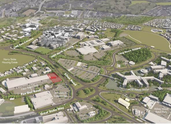 The location of the proposed student accommodation is marked in red