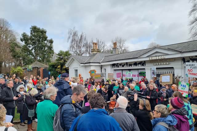 More than 100 people took part in the protest which ended at the entrance to Bristol Zoo