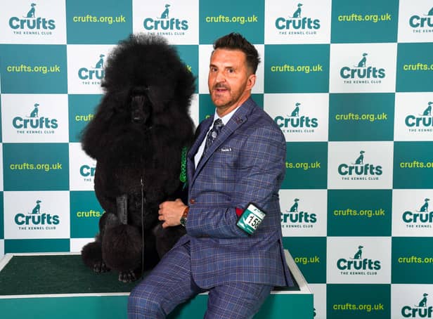 Philip Langdon poses with Jake after winning Best of Breed at Crufts 2023