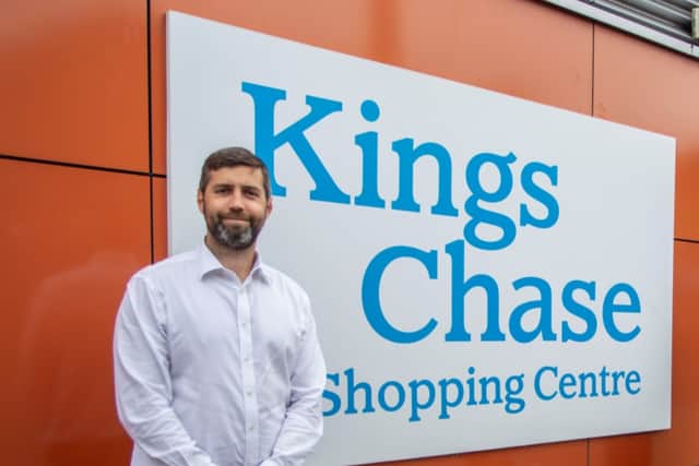 Council leader Cllr Toby Savage at Kings Chase shopping centre
