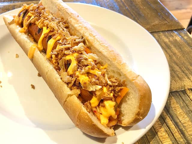 The Korean hot dog is one of the best-sellers on the menu at the Cross Guns (photo: Mark Taylor)