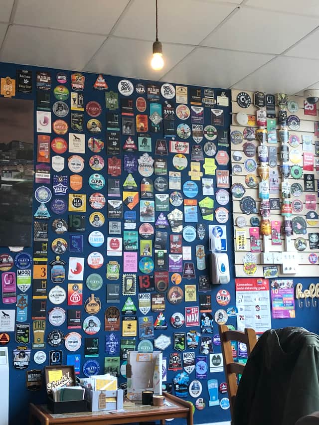 One wall is plastered with pump clips from past beers served at the pub (photo: Mark Taylor)