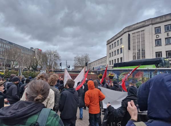 Hundreds of people set off from The Bearpit and made their way towards Bridewell Police Station in protest of the Police, Crime, Sentencing and Courts Bill.
