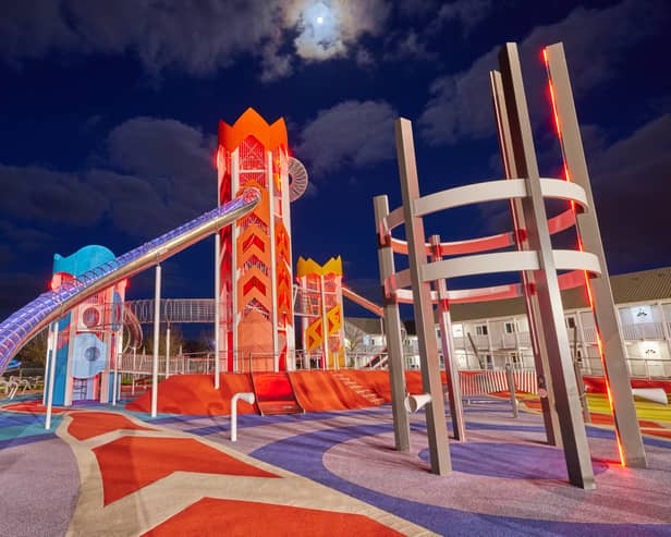 A brand new £2.5 million interactive children’s playground has opened in UK with 24-metre see-saw