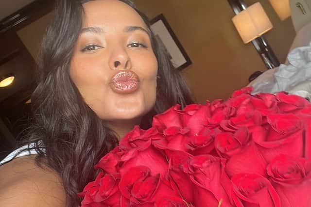 Maya took to Instagram and posted a selfie alongside a big bouquet of roses. (Photo Credit: Instagram/MayaJama)