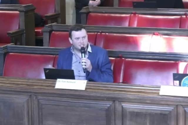 Cabinet member for housing delivery and homes Cllr Tom Renhard at Bristol City Council cabinet on Tuesday, April 4