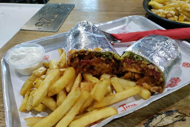 The burrito and fries were delicious and priced at £9.50