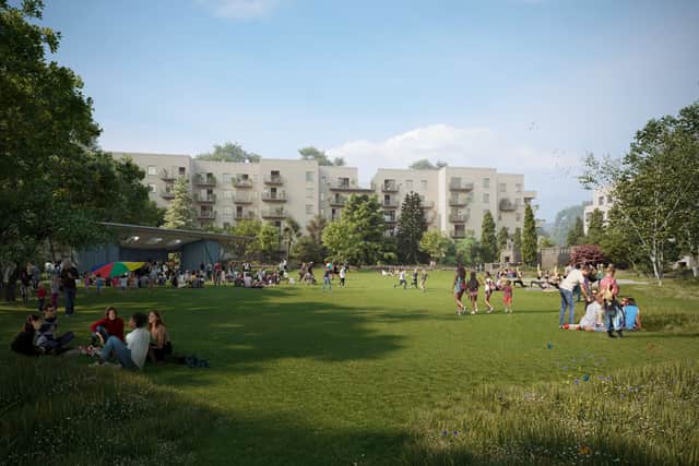 A CGI image of how the Clifton site’s west lawn could look.