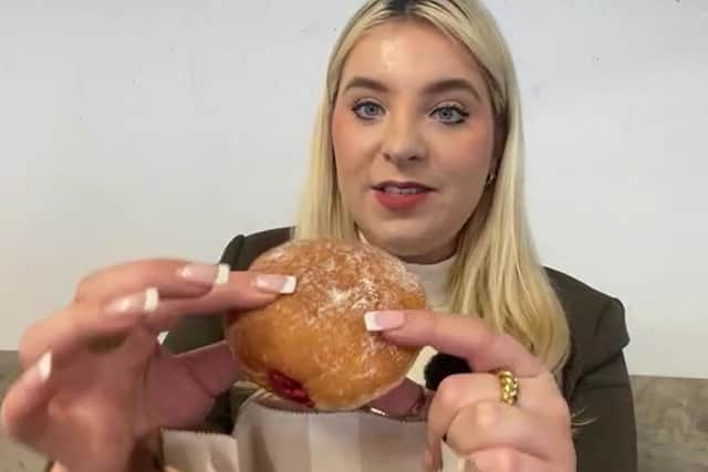 Emma May Jones tries the raspberry coulis filled donut from Crosstown in Bristol