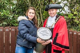 Chipping Sodbury Big Lunch organiser Alexandra Arnall with  Town Mayor James Ball at the burying of the capsule in 2018