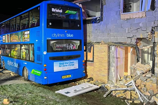 The First bus severely damaged the home and forced the Rich family to move out