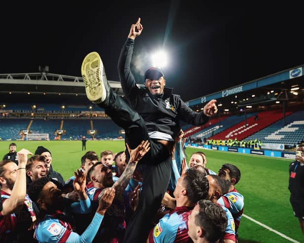 Vincent Kompany and Burnley won the Championship on Tuesday night. (Photo by Matt McNulty/Getty Images)