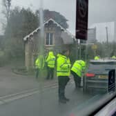 Cars pulled over on the A4 Bath Road between Bristol and Keynsham
