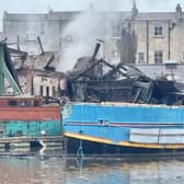 Several boats were destroyed in the fire which started in the Underfall Yard in Bristol (Photo credit: Andrew Cleaver)