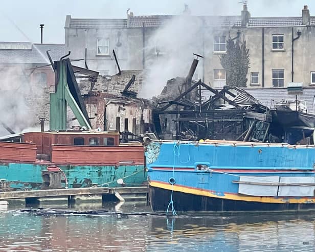 Several boats were destroyed in the fire which started in the Underfall Yard in Bristol (Photo credit: Andrew Cleaver)