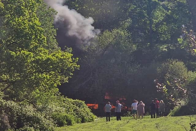 People watch the fire by Siston Brook from a distance (Photo credit: Alesha Clark)