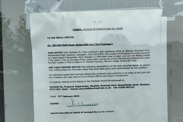 The notice of forfeiture notice up at the site