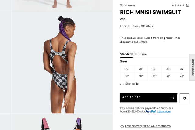 Male models women's swimsuit for Adidas Pride collection