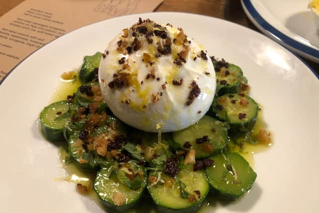 The burratina, courgette, black olive and mint is a perfect dish for a balmy summer’s evening