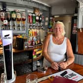 Jayne Bransome behind the bar at The Treble Chance pub in Southmead 